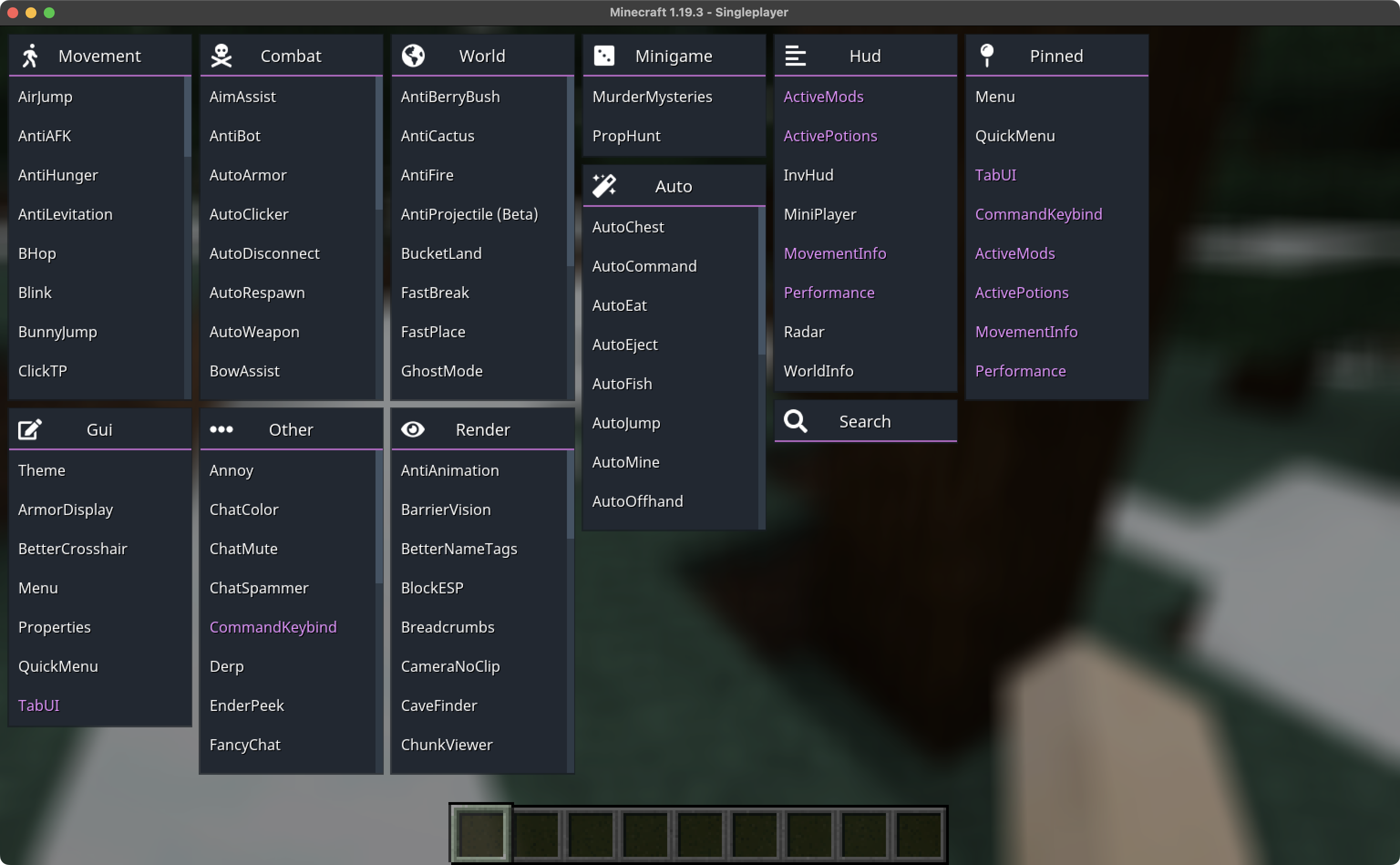 Screenshot of the Aristois UI